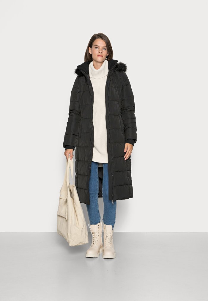 Manteaux Anna Field LONG PUFFER WITH HOOD Noir Femme | BID-2312619